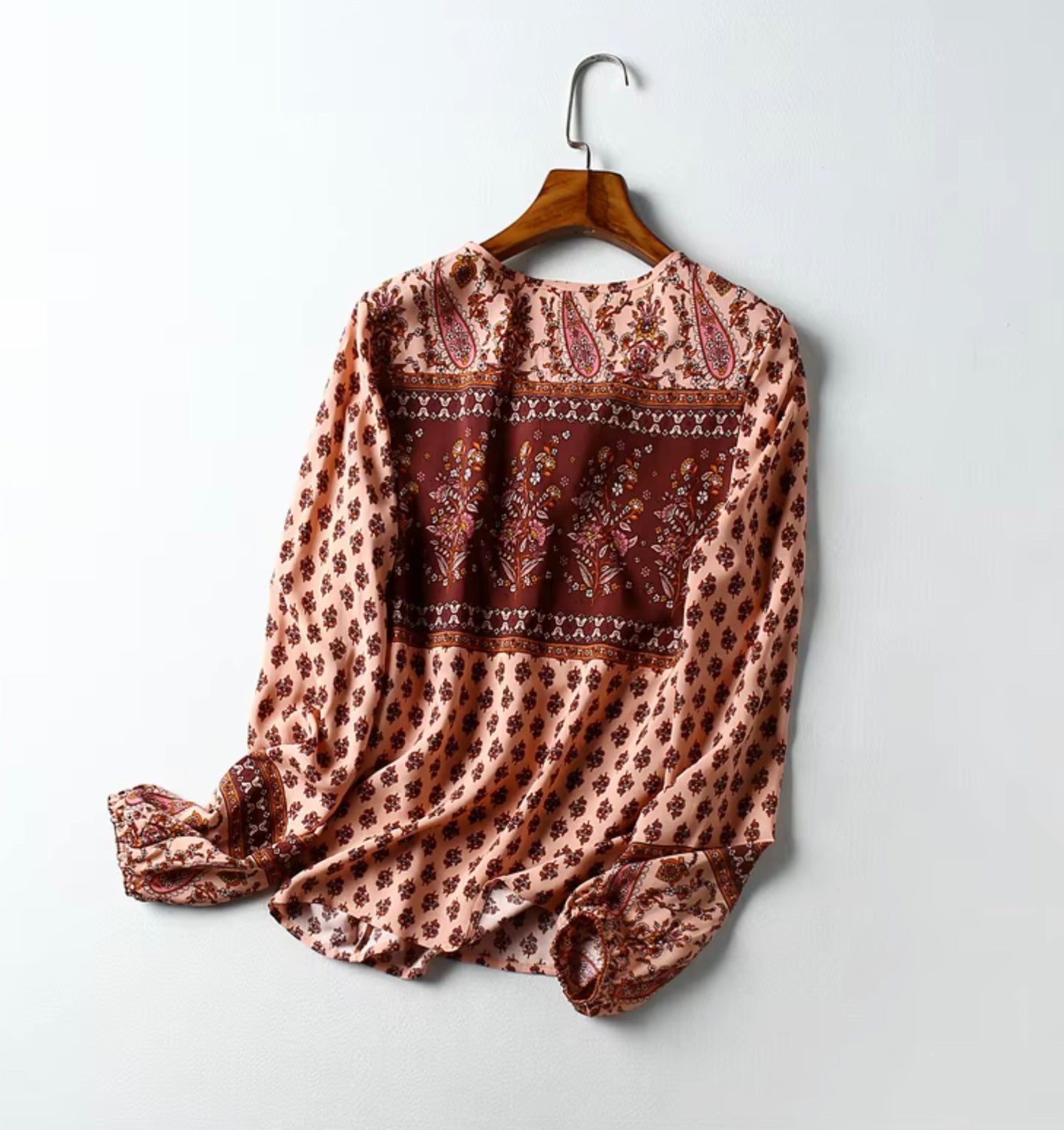 Boho - Long Sleeve Rayon Paisley Floral