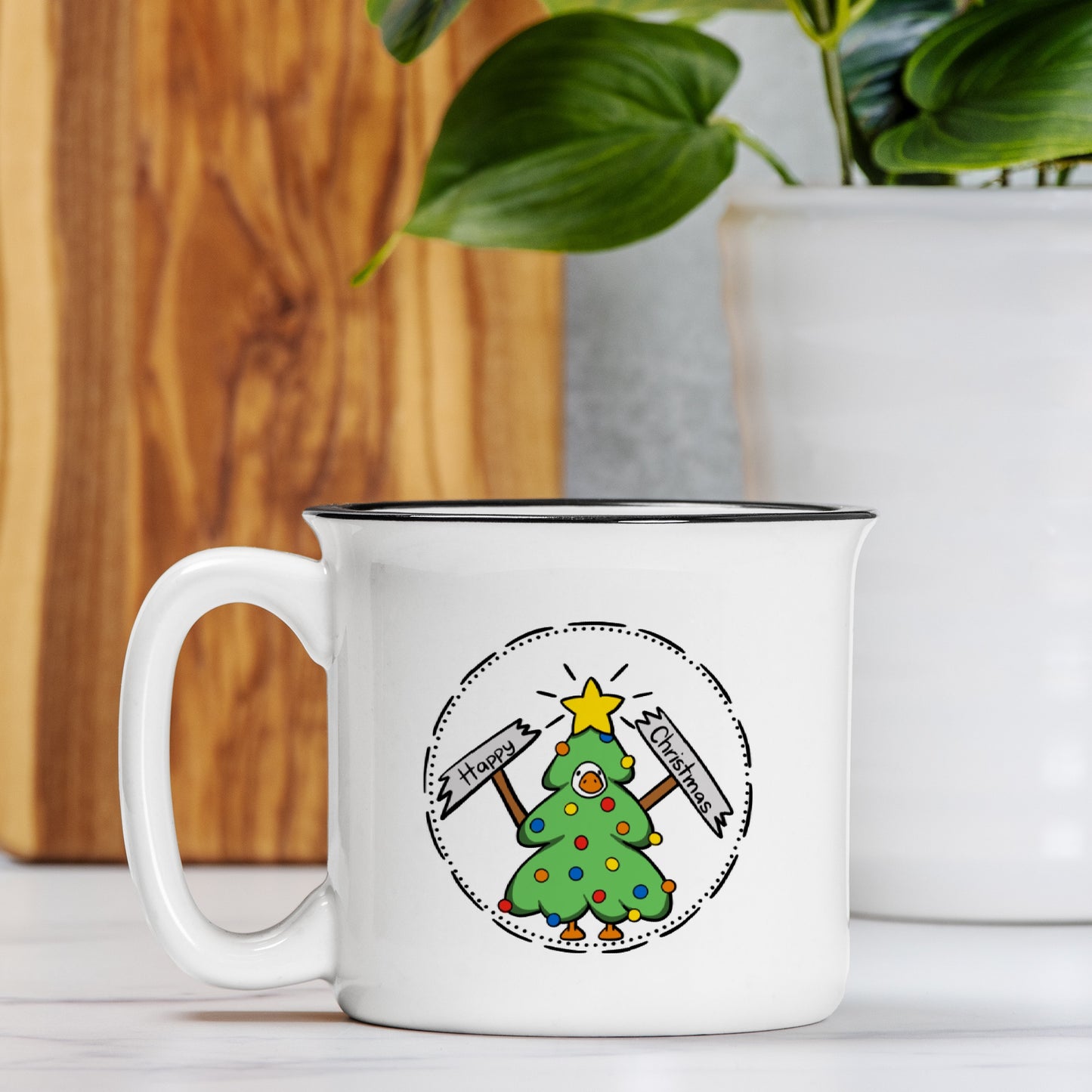 Happy Christmas Tree Goose White 13oz