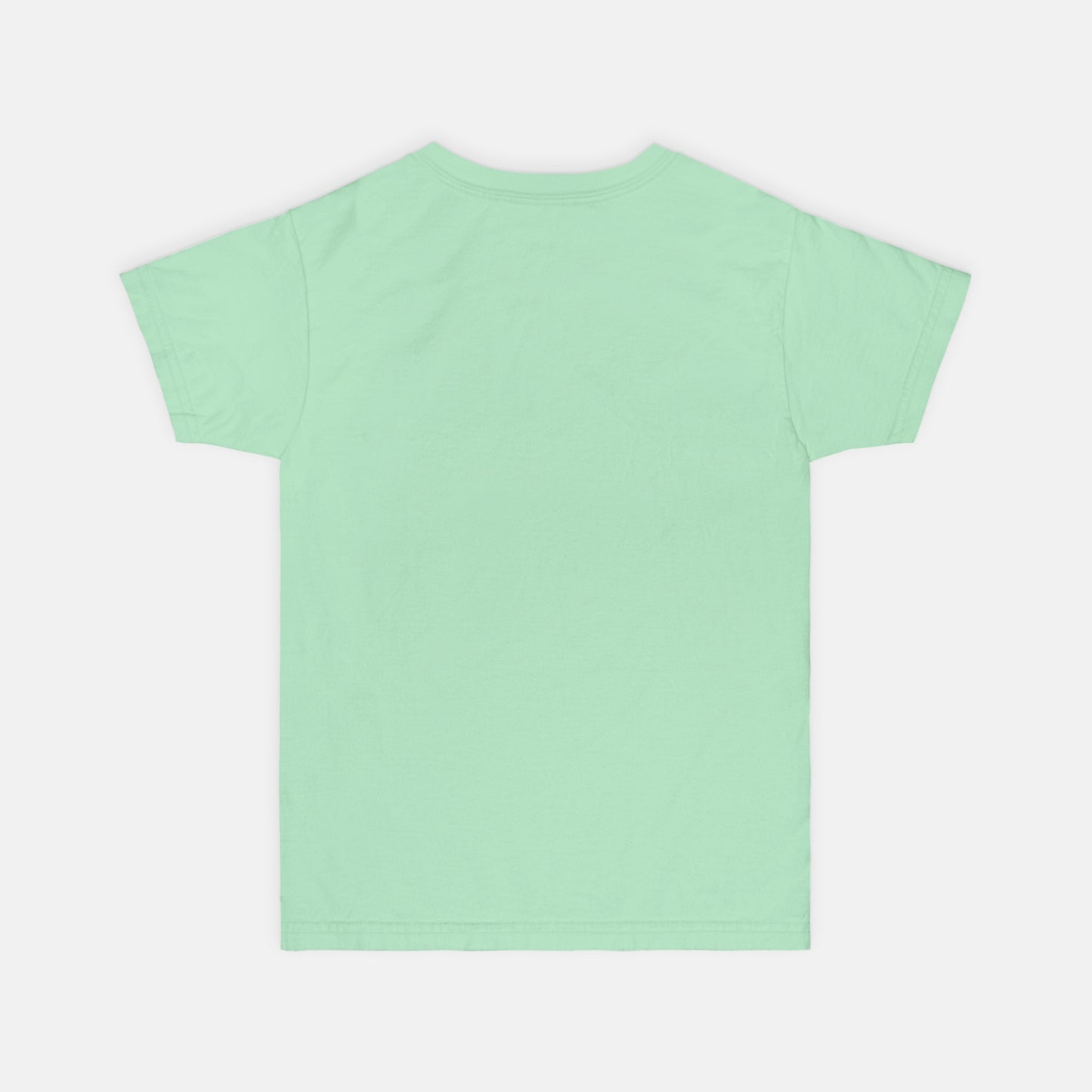 Back view of Light green t-shirt on a white background