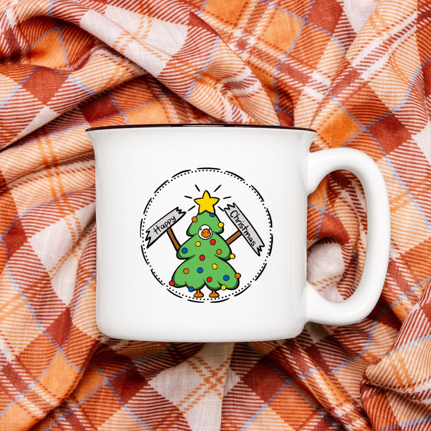 Happy Christmas Tree Goose White 13oz