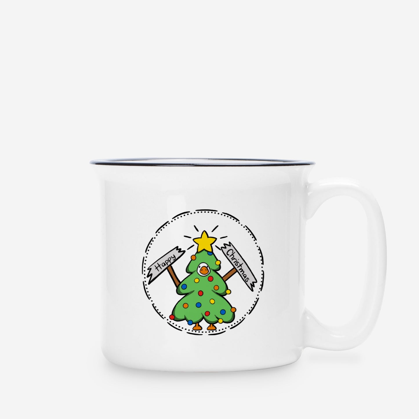 Happy Christmas Tree Goose White 13oz