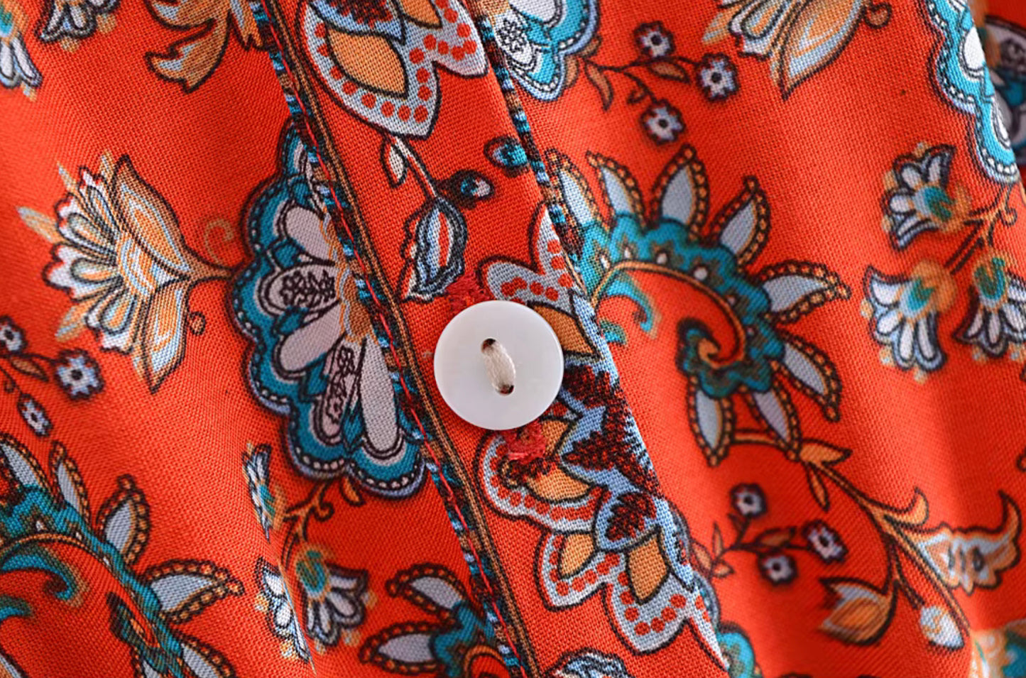 Boho - Romper - Reddish Floral Pants - MEDIUM