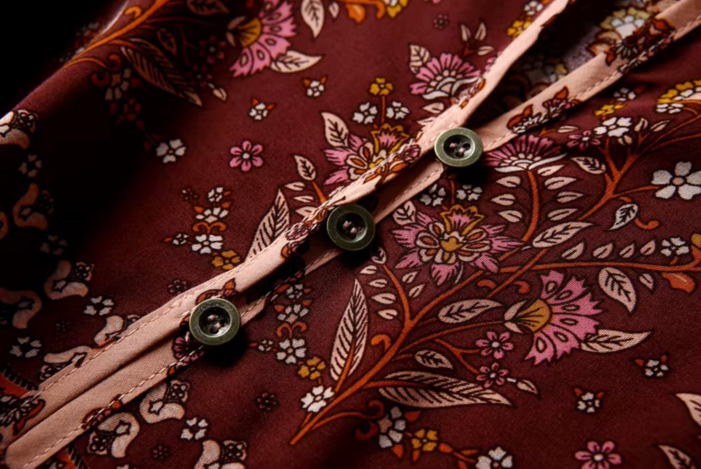 Boho - Long Sleeve Rayon Paisley Floral