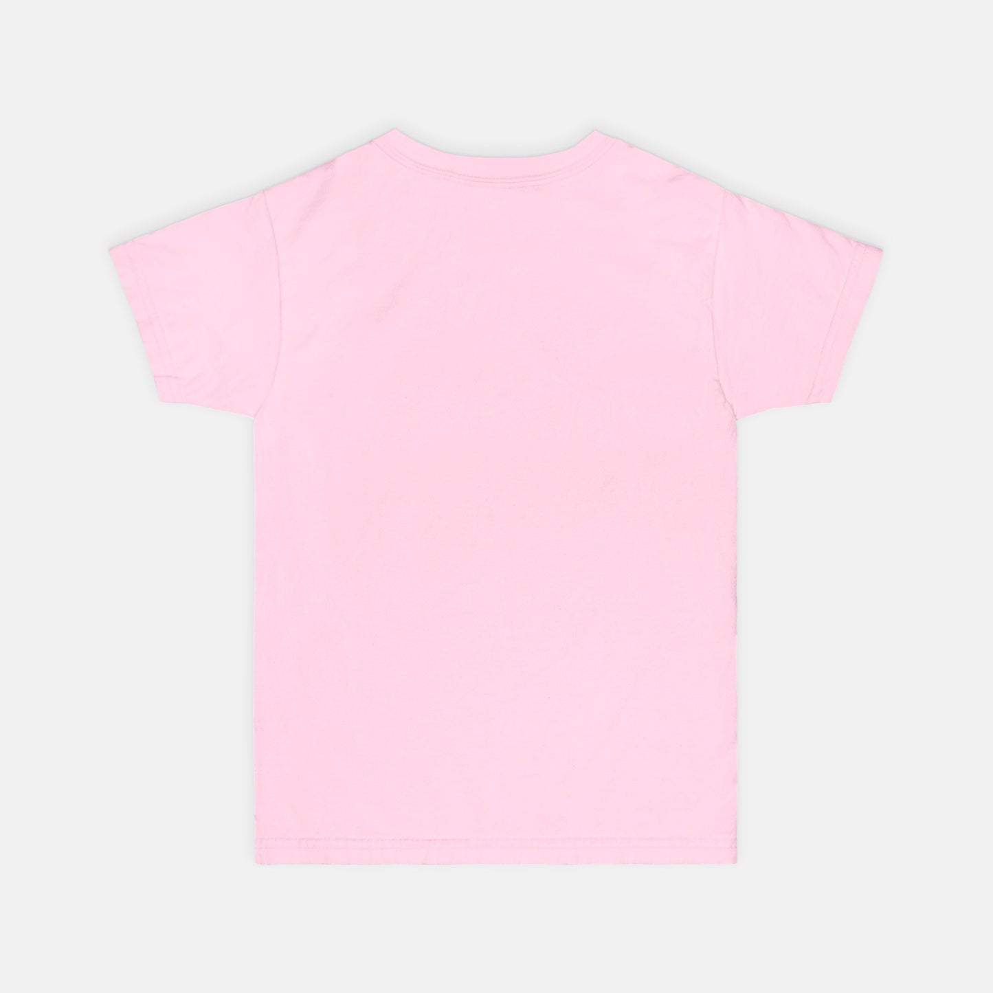 Plain pink t-shirt back on a light gray background