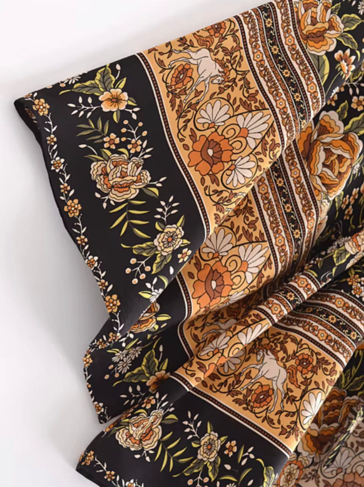 Kimono - Black and Gold Long Floral