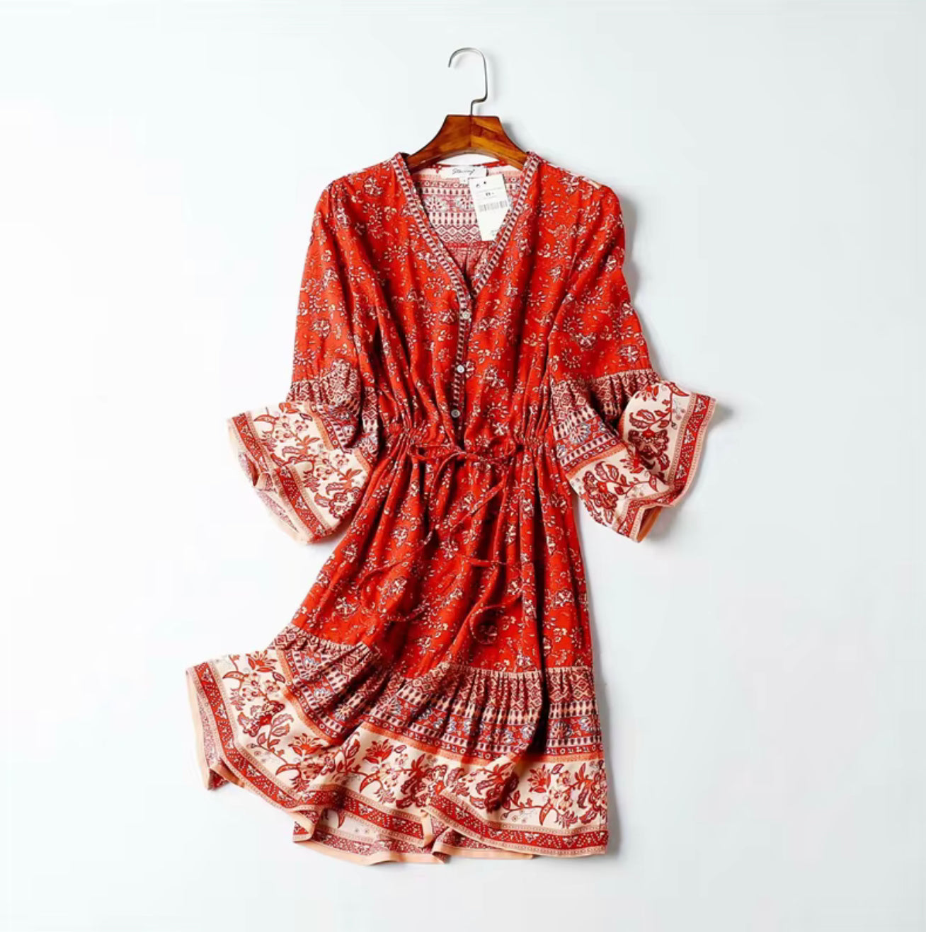 Boho - Red Floral Butterfly Sleeve