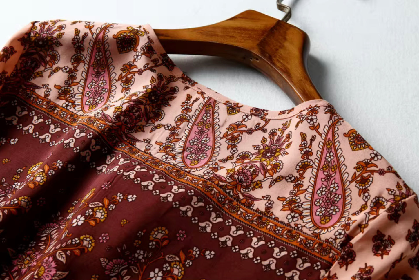 Boho - Long Sleeve Rayon Paisley Floral
