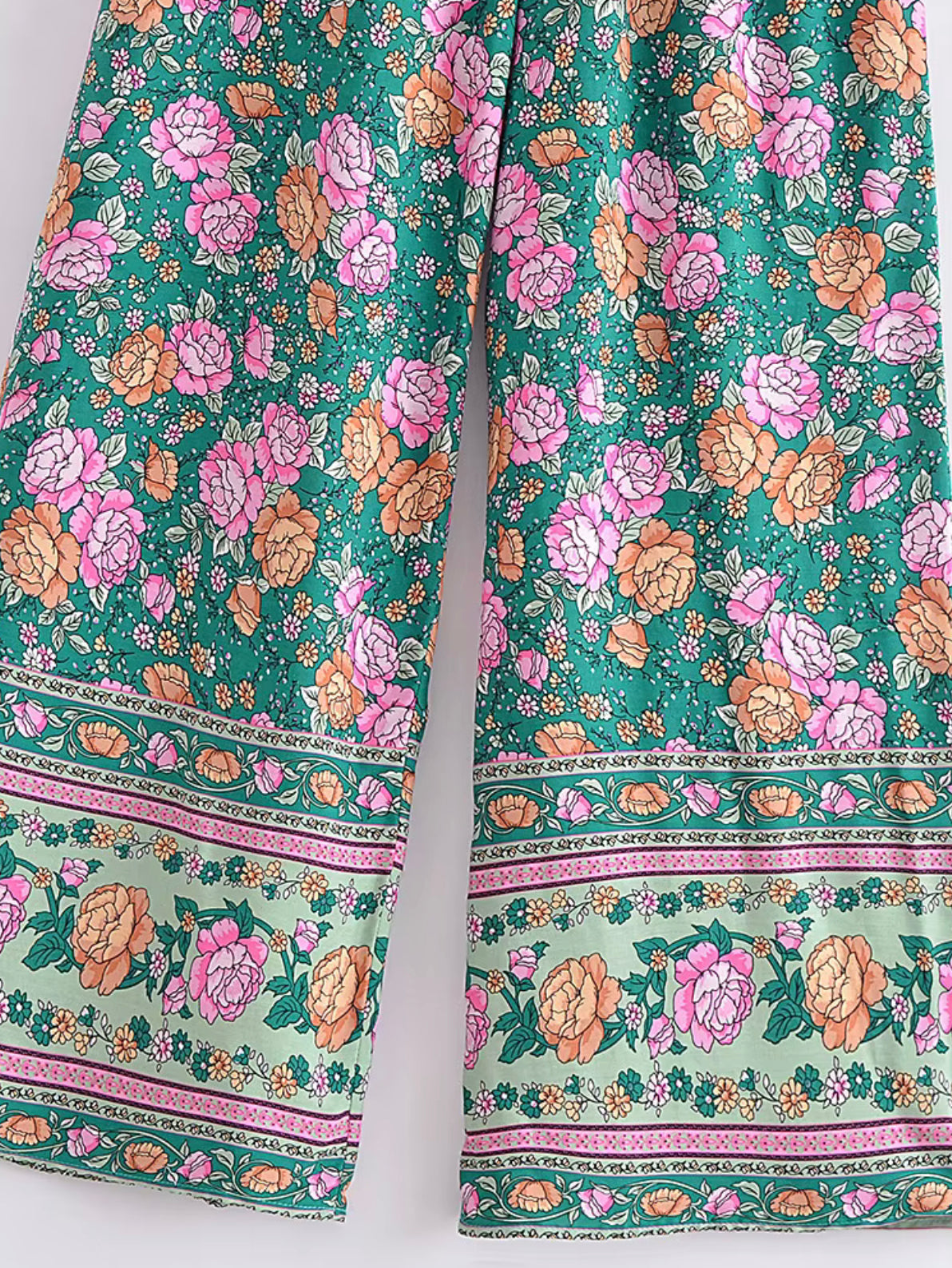 Pants - Rayon Floral Elastic Waist