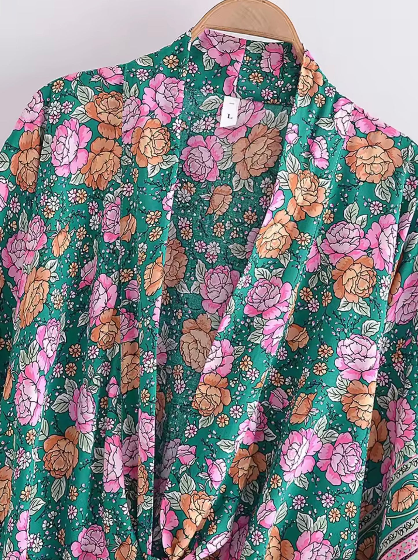 Kimono - Green and Pink Floral