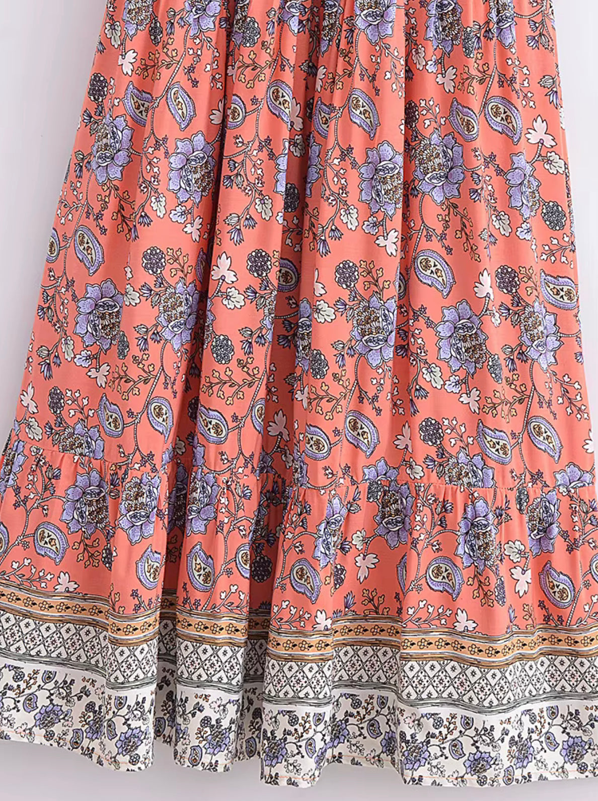 Boho - Coral Floral Midi