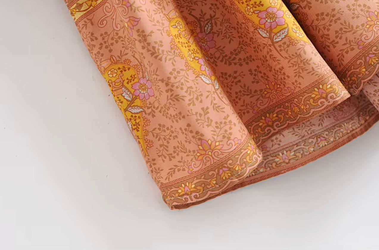 Boho - Peach Floral Drop Waist