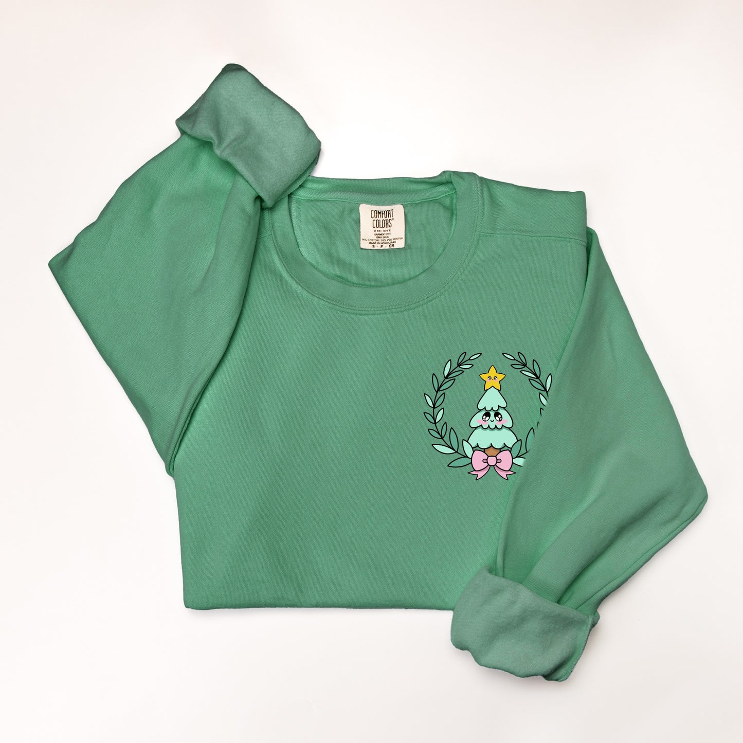 Kawaii Christmas Tree, Comfort Color Crewneck 1566