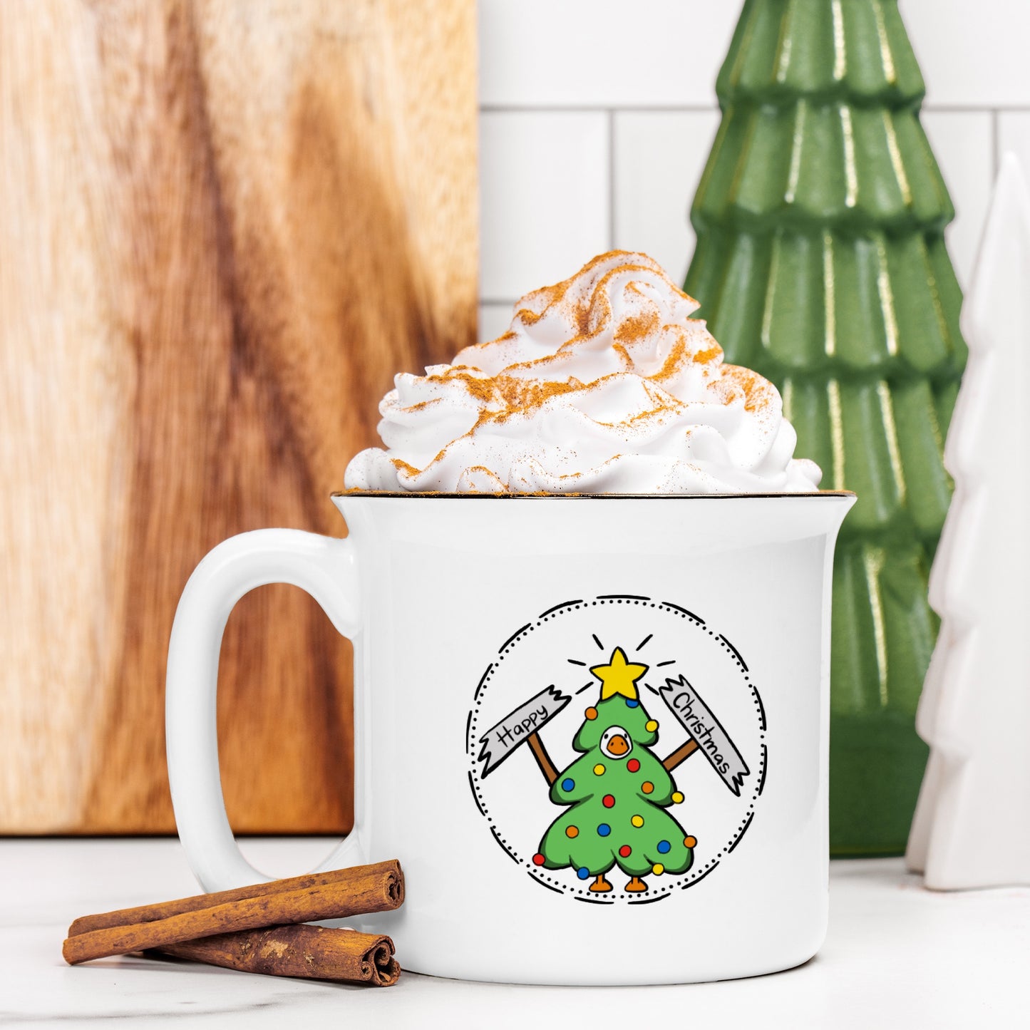 Happy Christmas Tree Goose White 13oz