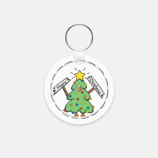 Happy Christmas Goose - Key Chain (Round)