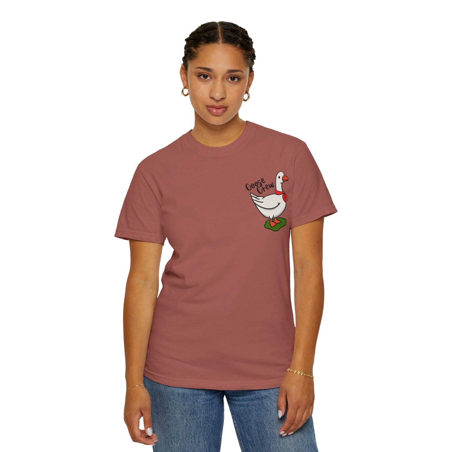 Goose Shirt, Gardening T-shirt, Lawn Ornament Tee, Unisex Top, Neck Scarf Bird Lover Gift, Goose Crew