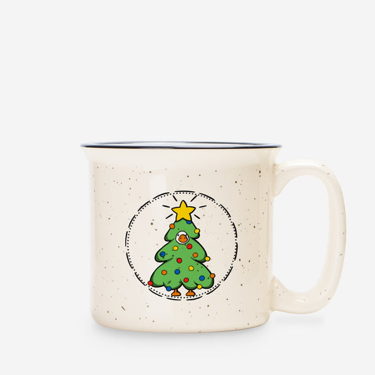 Ceramic Christmas Goose Camp Mug Speckled Cream 13oz