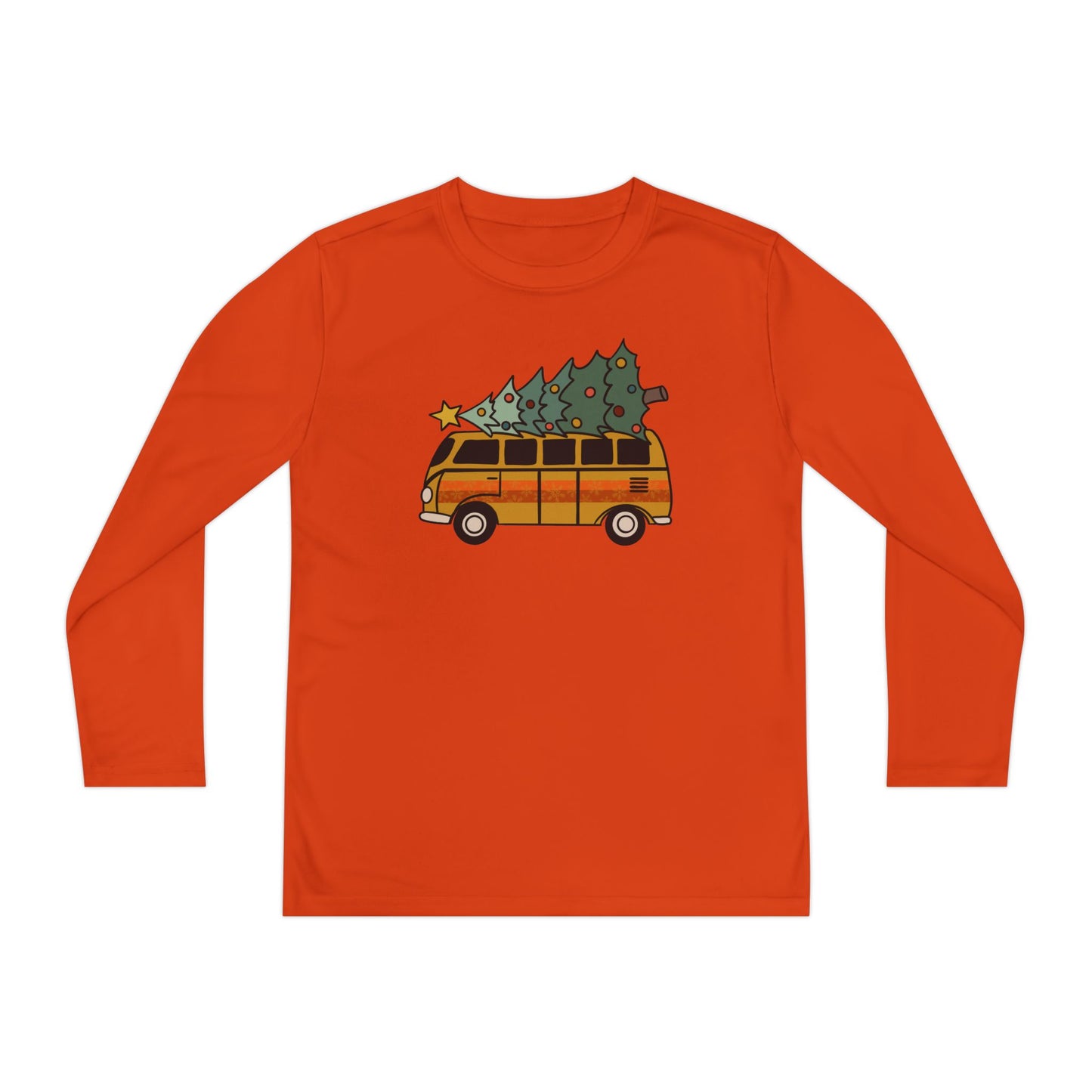 Christmas Vintage Camper Van Long Sleeve Youth Tee, Holiday Retro Shirt, Christmas Tree Youth Tee, Vintage Christmas Shirt, Holiday Van Tee