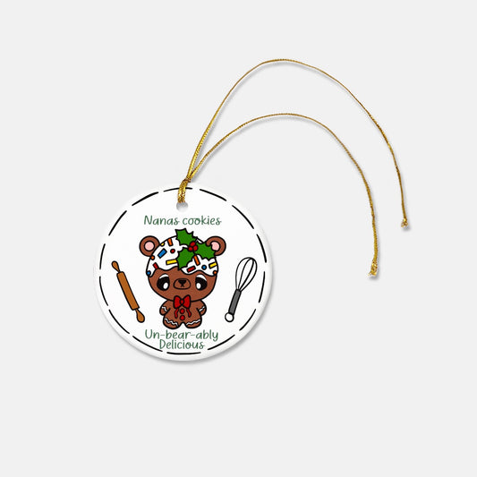 Nana Gingerbread Bear Ceramic 3” Ornament