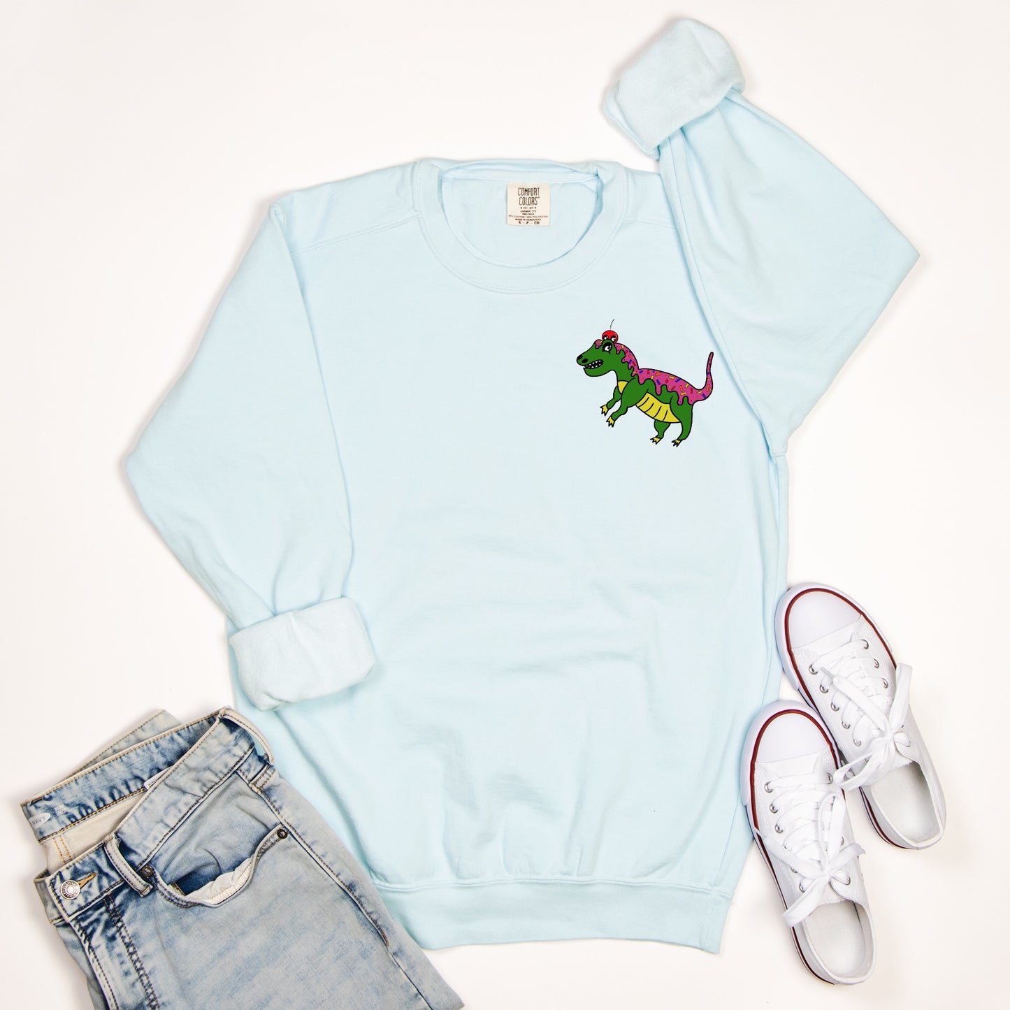 Dinosaur Icing Comfort Color Crewneck Sweatshirt 1566