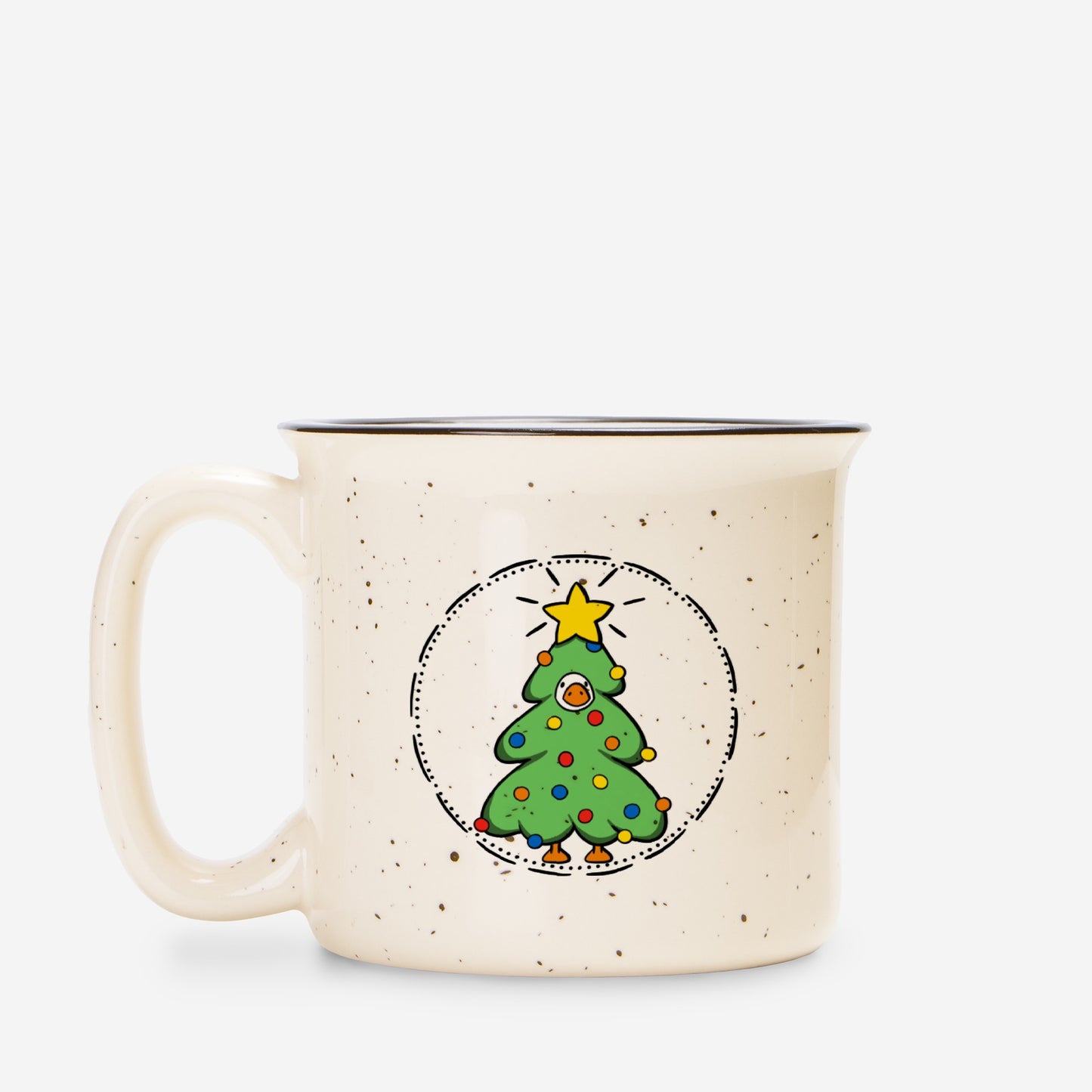 Ceramic Christmas Goose Camp Mug Speckled Cream 13oz