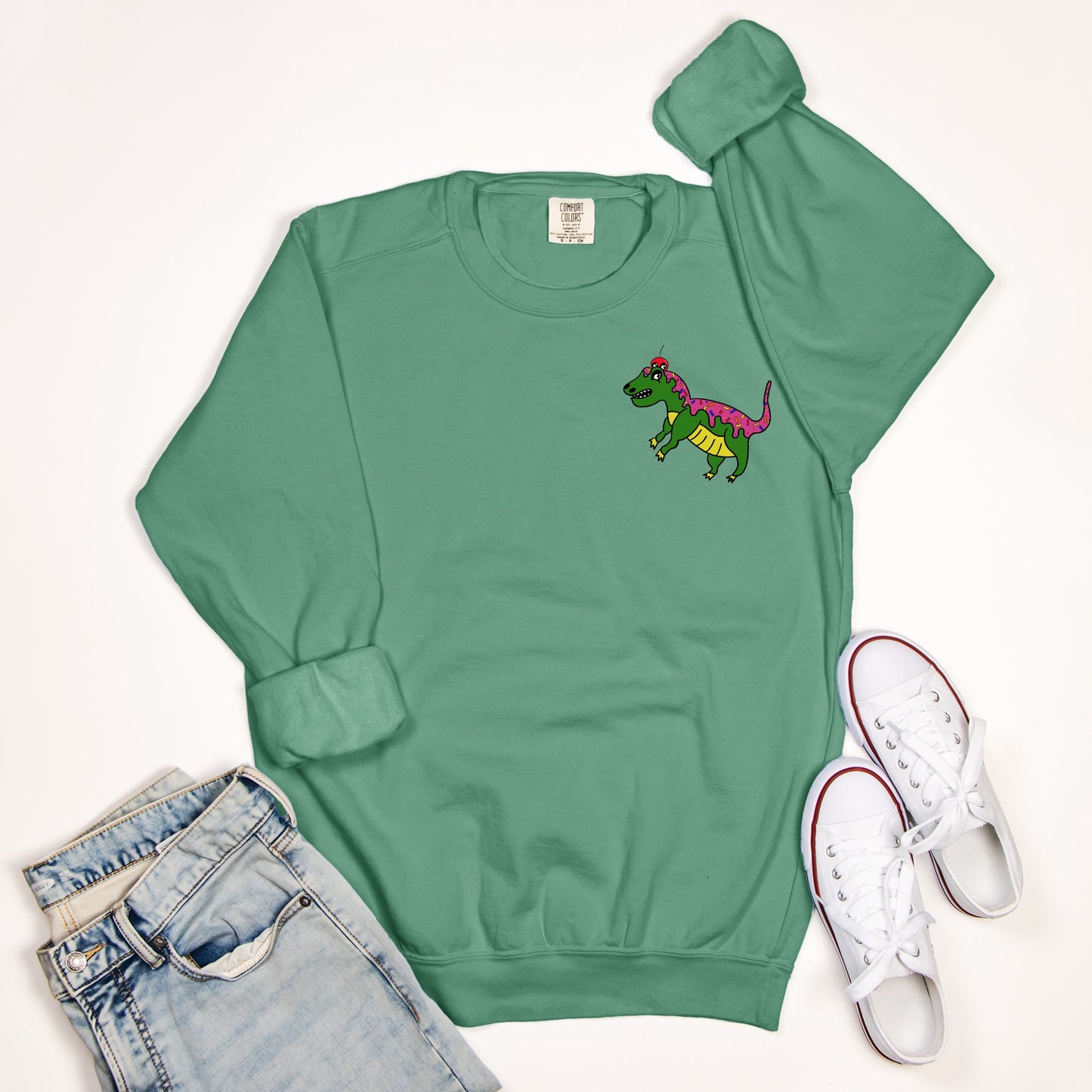 Dinosaur Icing Comfort Color Crewneck Sweatshirt 1566