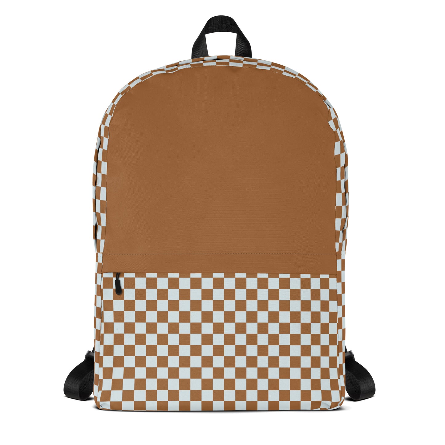 White and Brown Checker Backpack