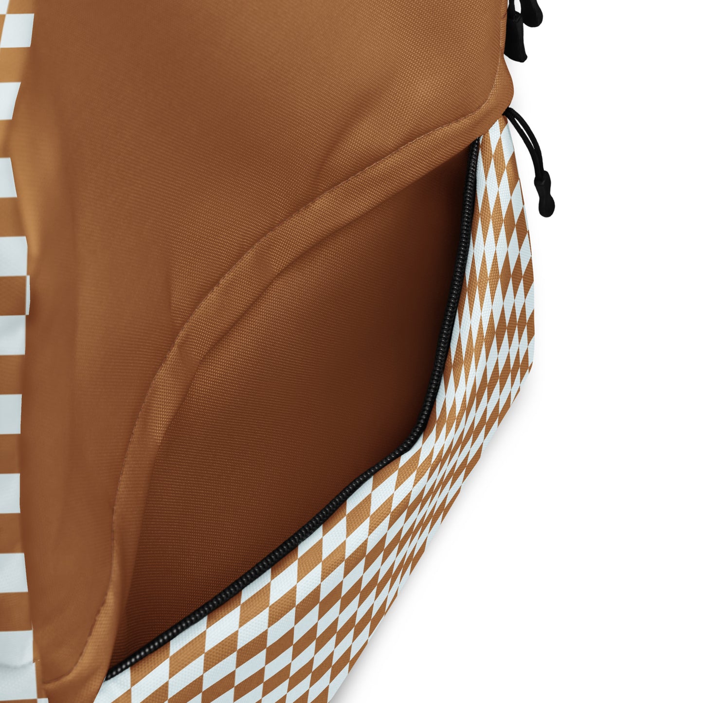 White and Brown Checker Backpack