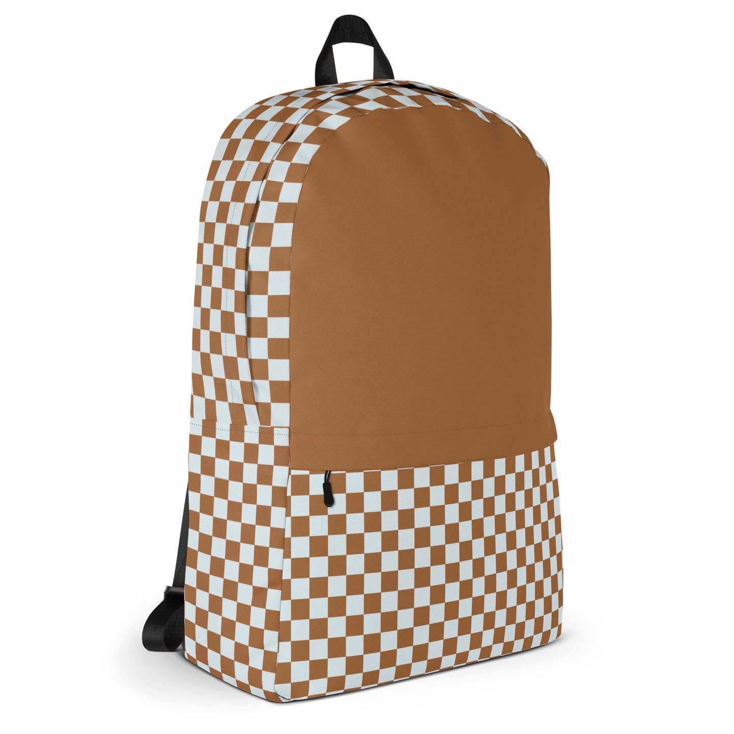 White and Brown Checker Backpack