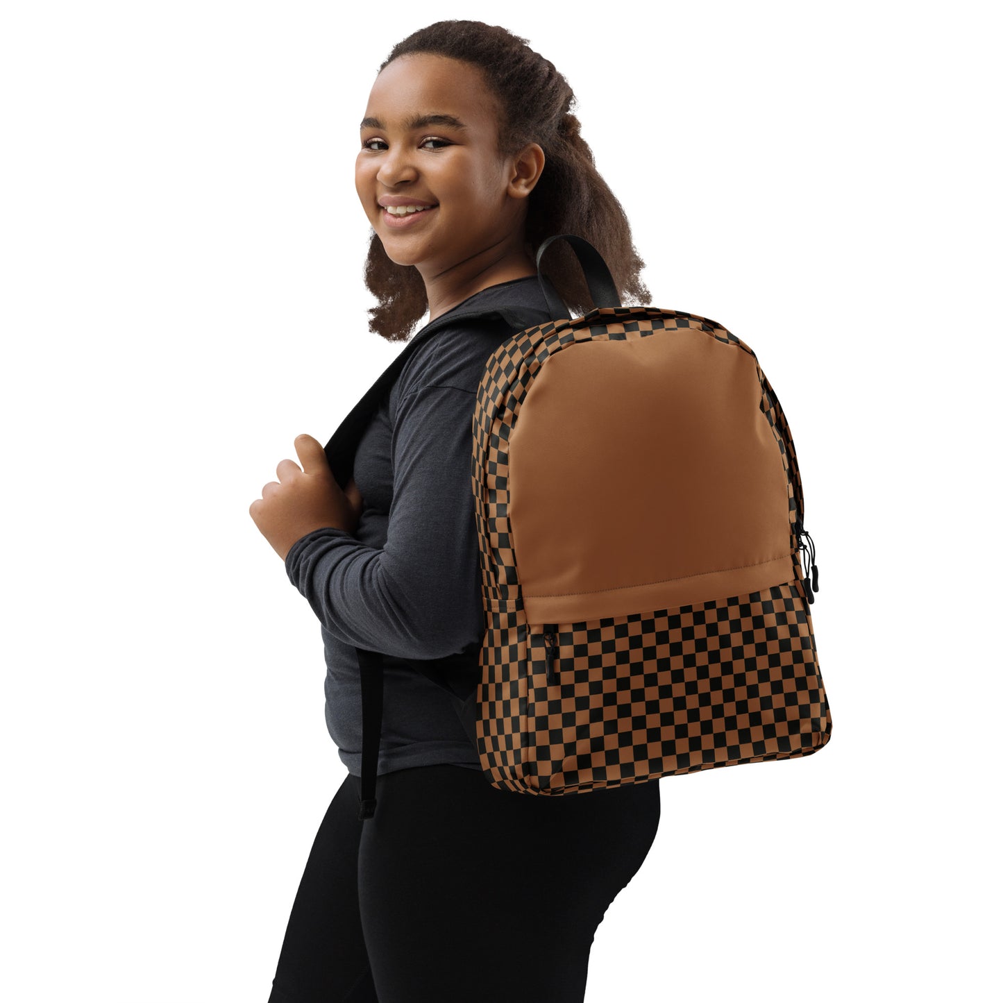 Black and Brown Checker Backpack