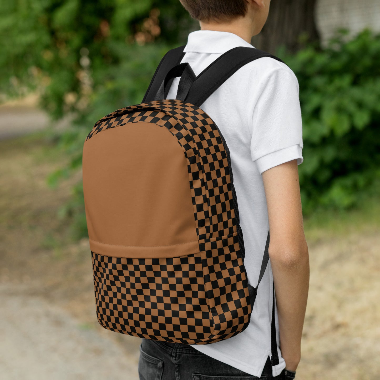 Black and Brown Checker Backpack