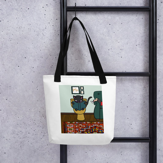 Cat Reading Funny Library Tote bag