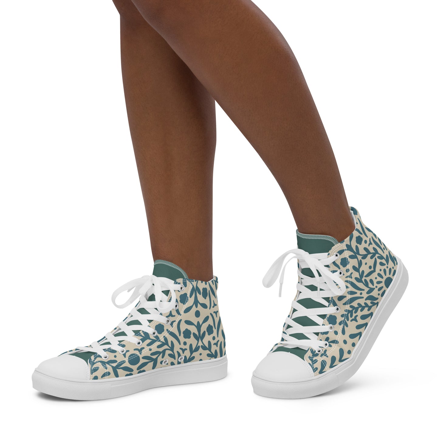 Earthy Botanical Women’s High Top Canvas Shoes