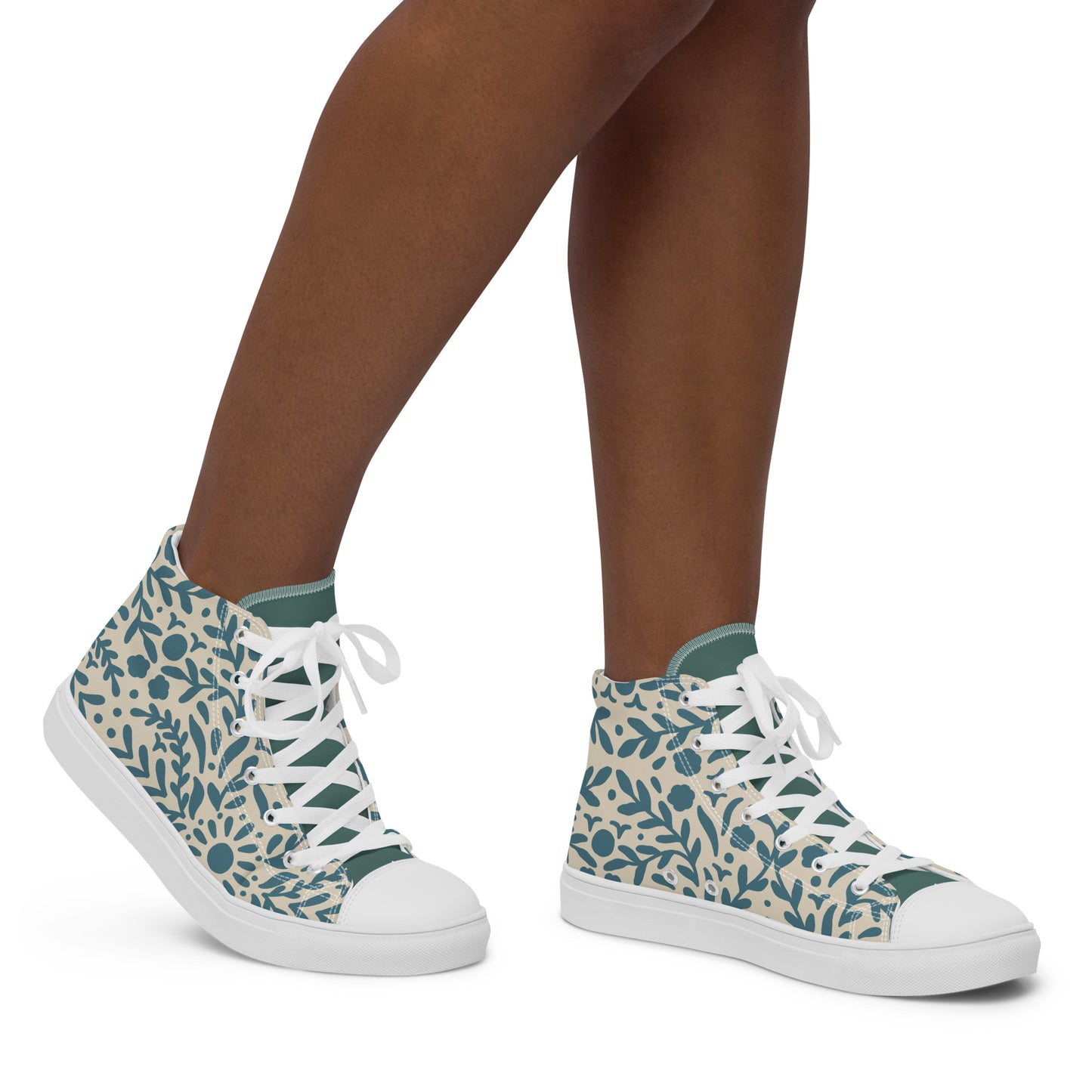 Earthy Botanical Women’s High Top Canvas Shoes