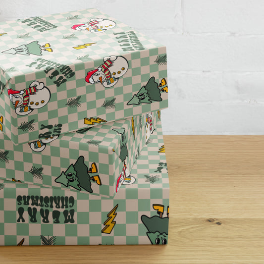 Retro Snowman Christmas Wrapping Paper Sheets