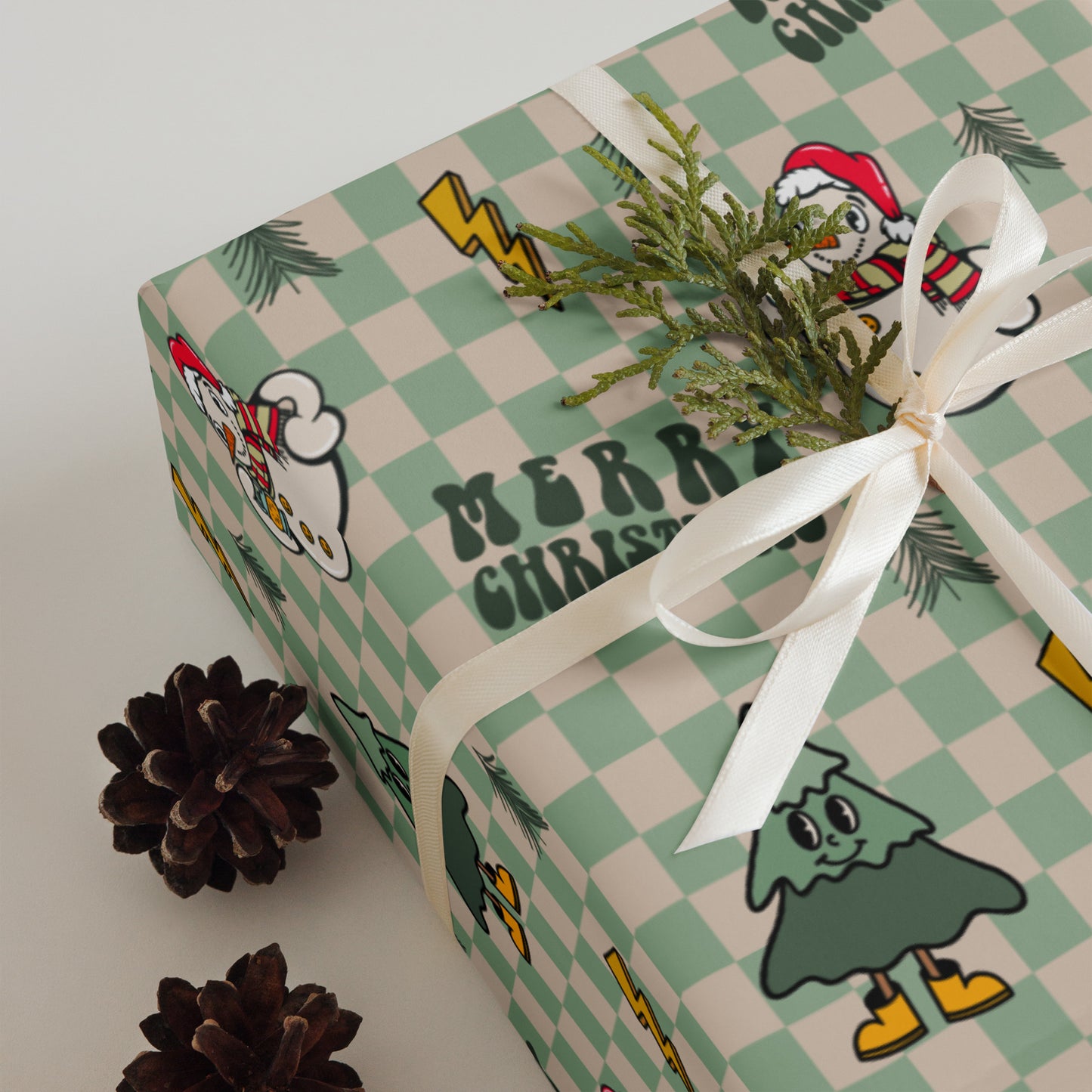 Retro Snowman Christmas Wrapping Paper Sheets