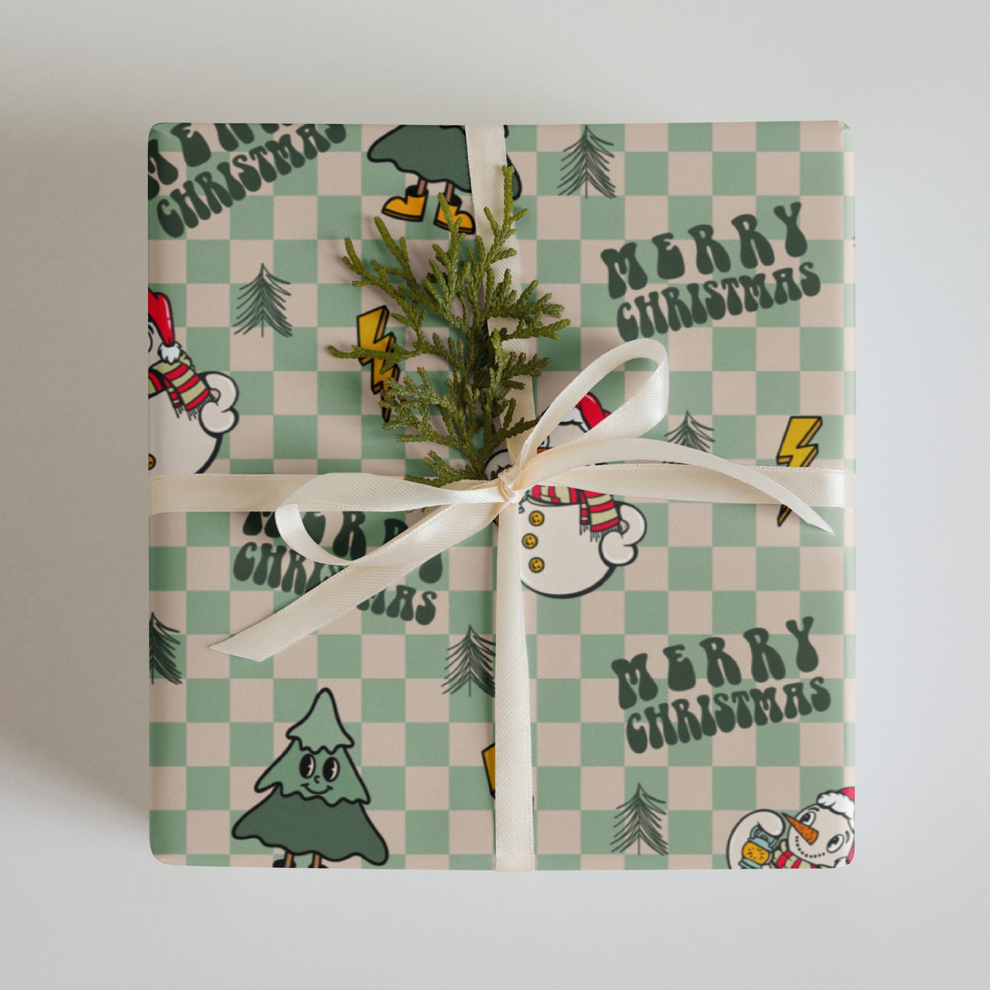 Retro Snowman Christmas Wrapping Paper Sheets