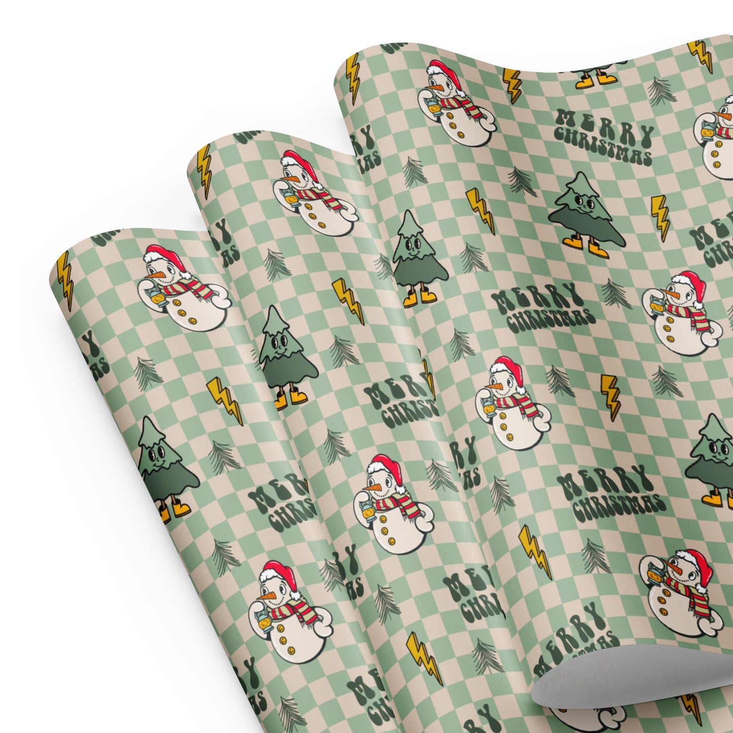 Retro Snowman Christmas Wrapping Paper Sheets