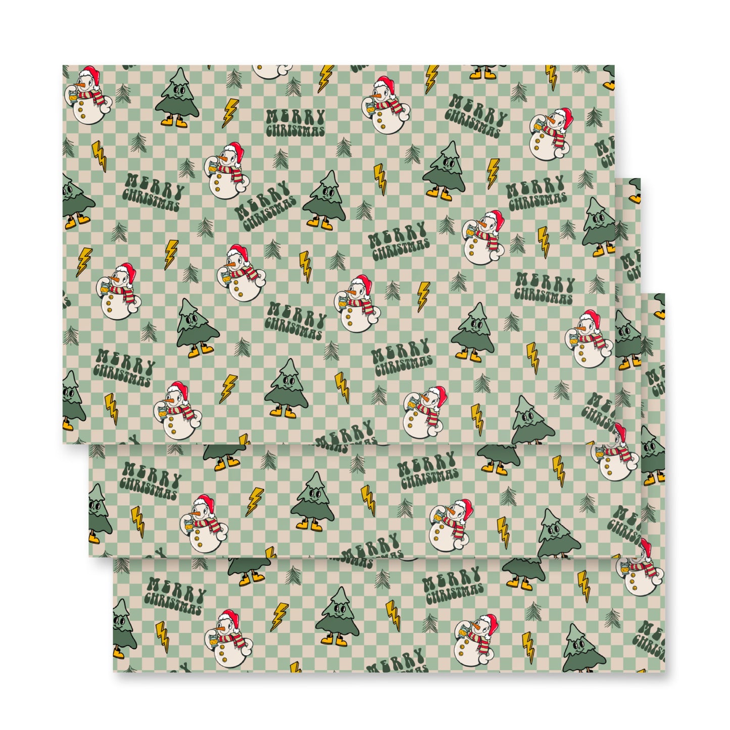 Retro Snowman Christmas Wrapping Paper Sheets