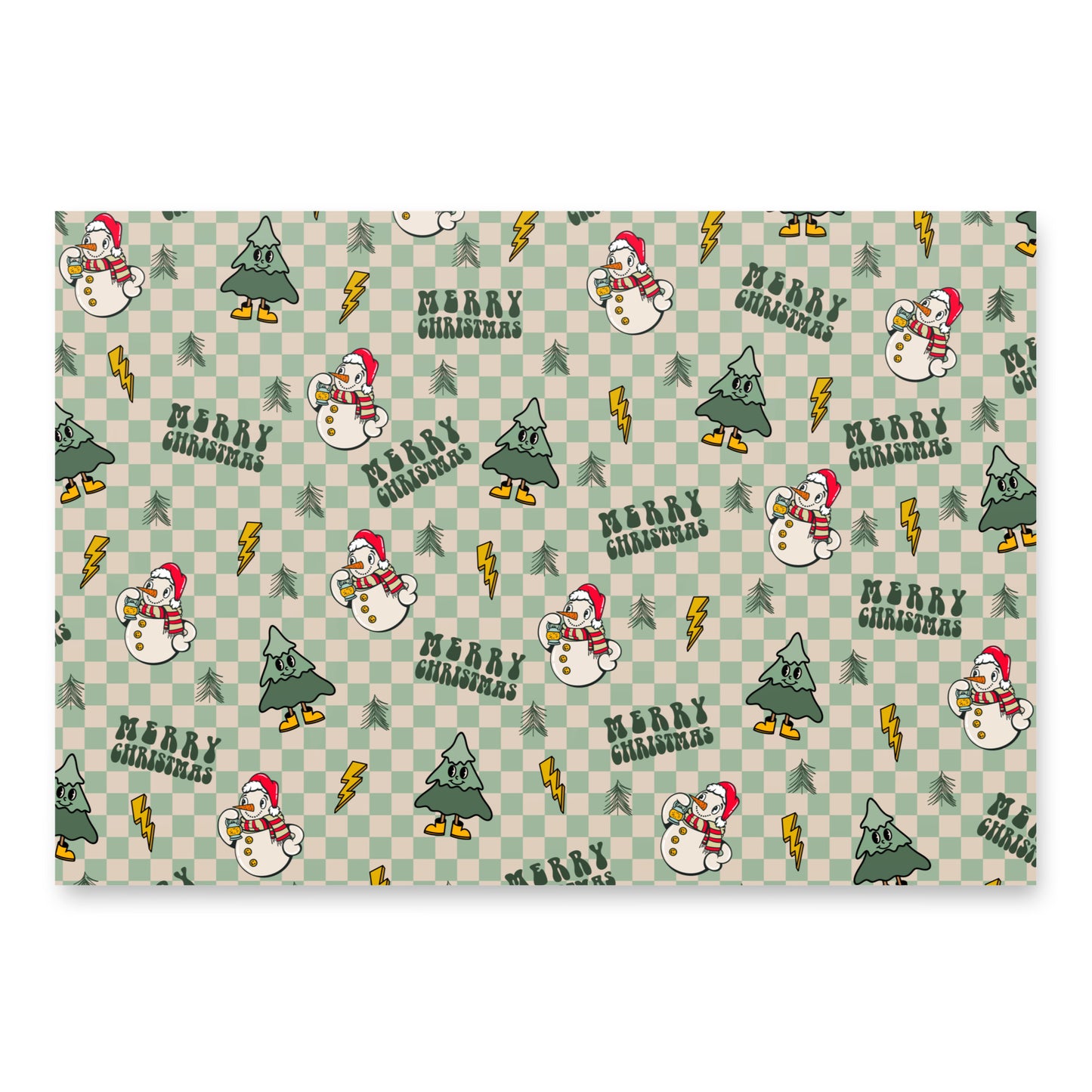 Retro Snowman Christmas Wrapping Paper Sheets