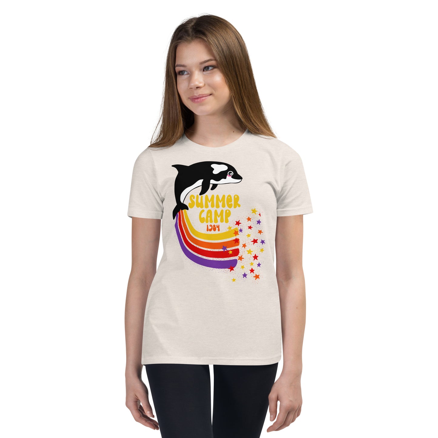 Rainbow Whale Retro Youth T-Shirt