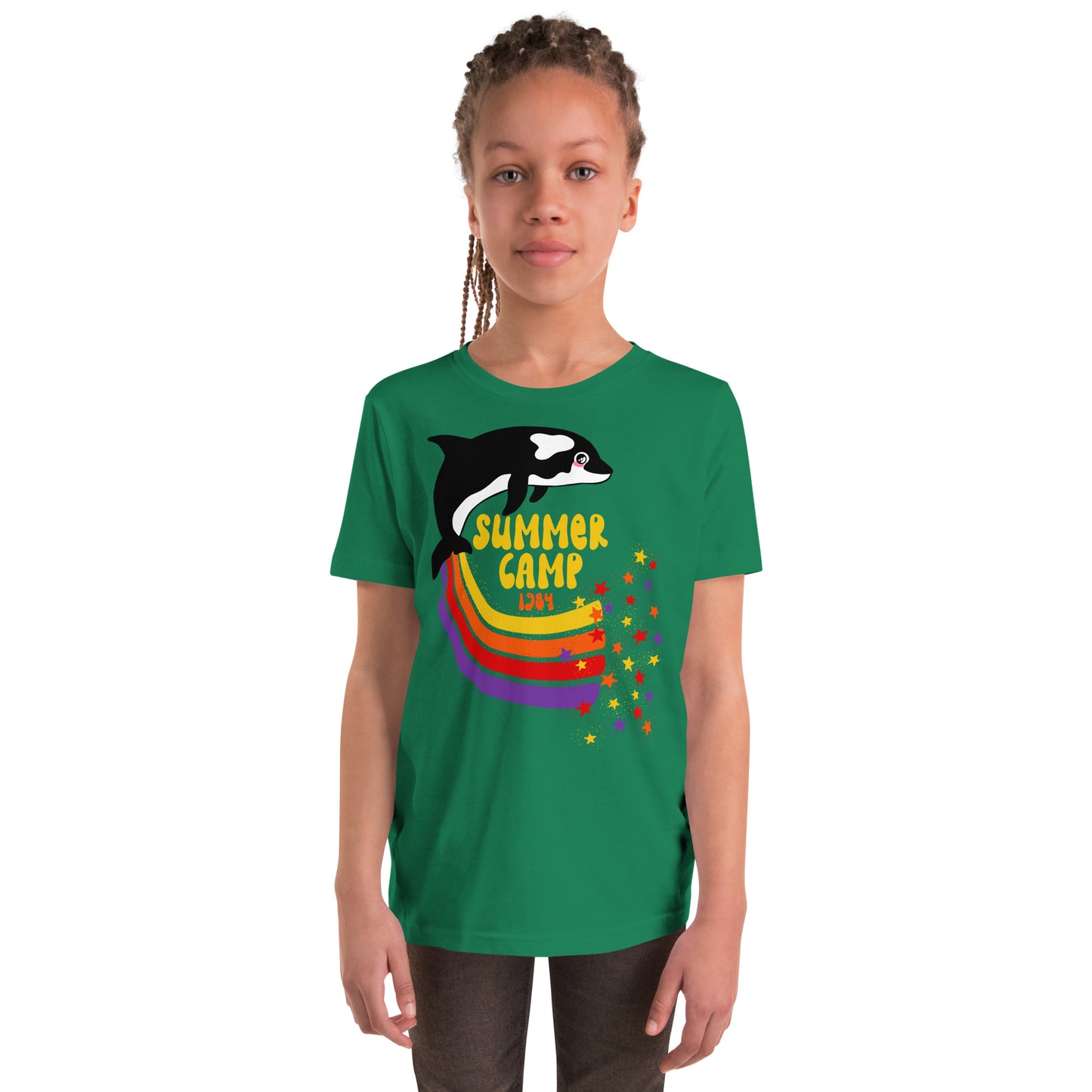 Rainbow Whale Retro Youth T-Shirt